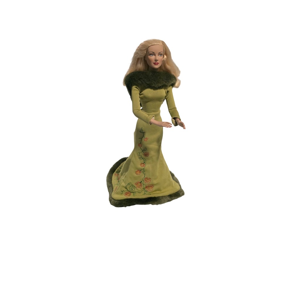 Tonner Tyler Wentworth Doll Olive Green Faux Fur Gown Floral Embroidery 16 inch